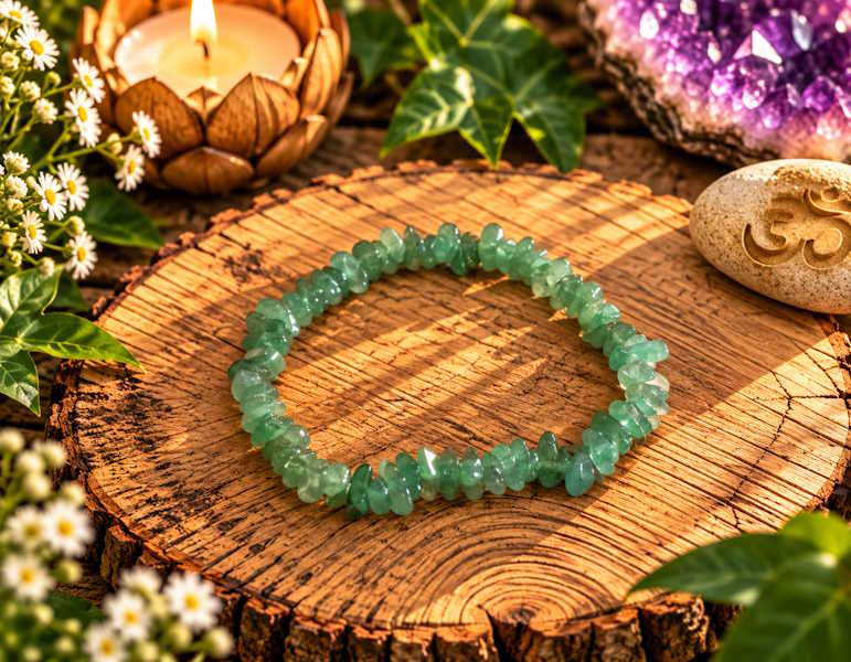 Pulsera chip cuarzo verde Aventurina